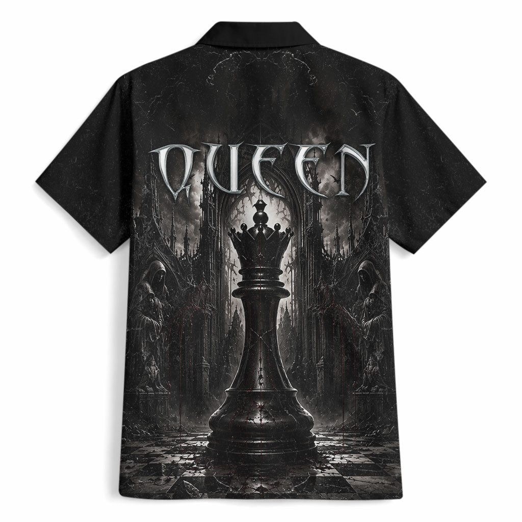 Chess Queen Hawaiian Shirt Strategic Board Game Gothic Dark Fantasy
