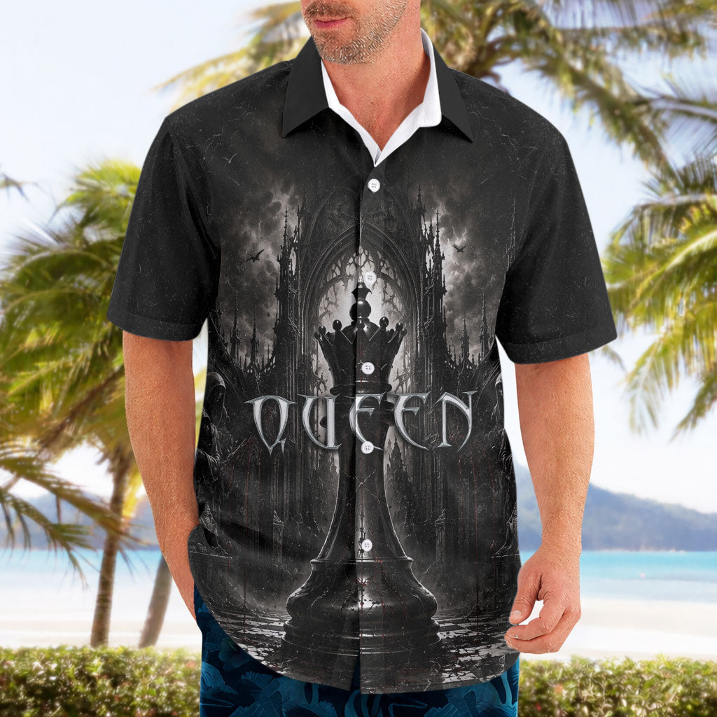 Chess Queen Hawaiian Shirt Strategic Board Game Gothic Dark Fantasy