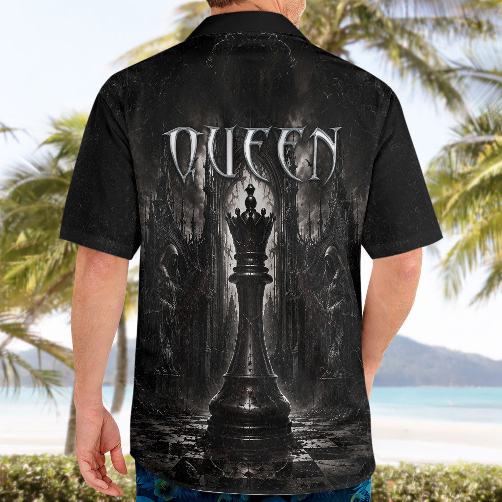 Chess Queen Hawaiian Shirt Strategic Board Game Gothic Dark Fantasy