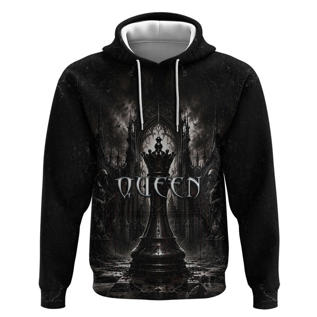 Chess Queen Hoodie Strategic Board Game Gothic Dark Fantasy