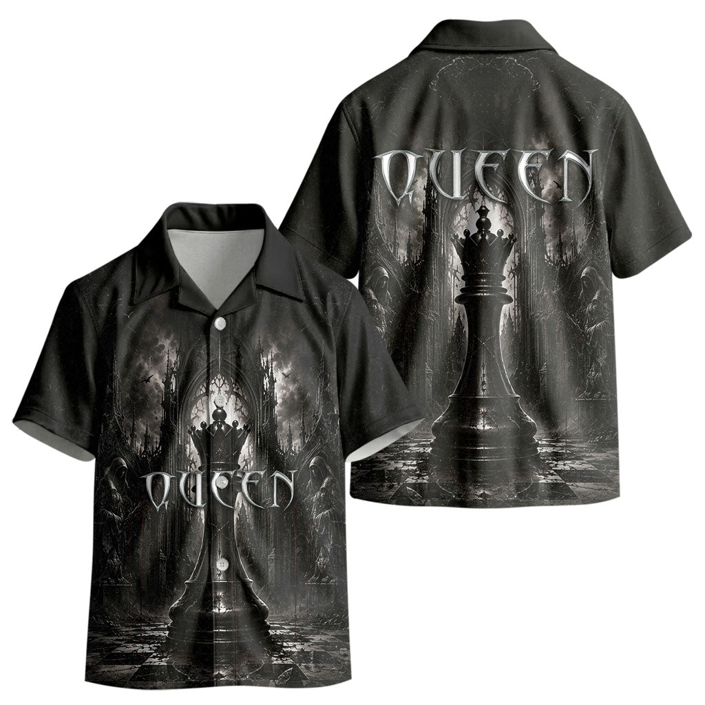 Chess Queen Kid Hawaiian Shirt Strategic Board Game Gothic Dark Fantasy