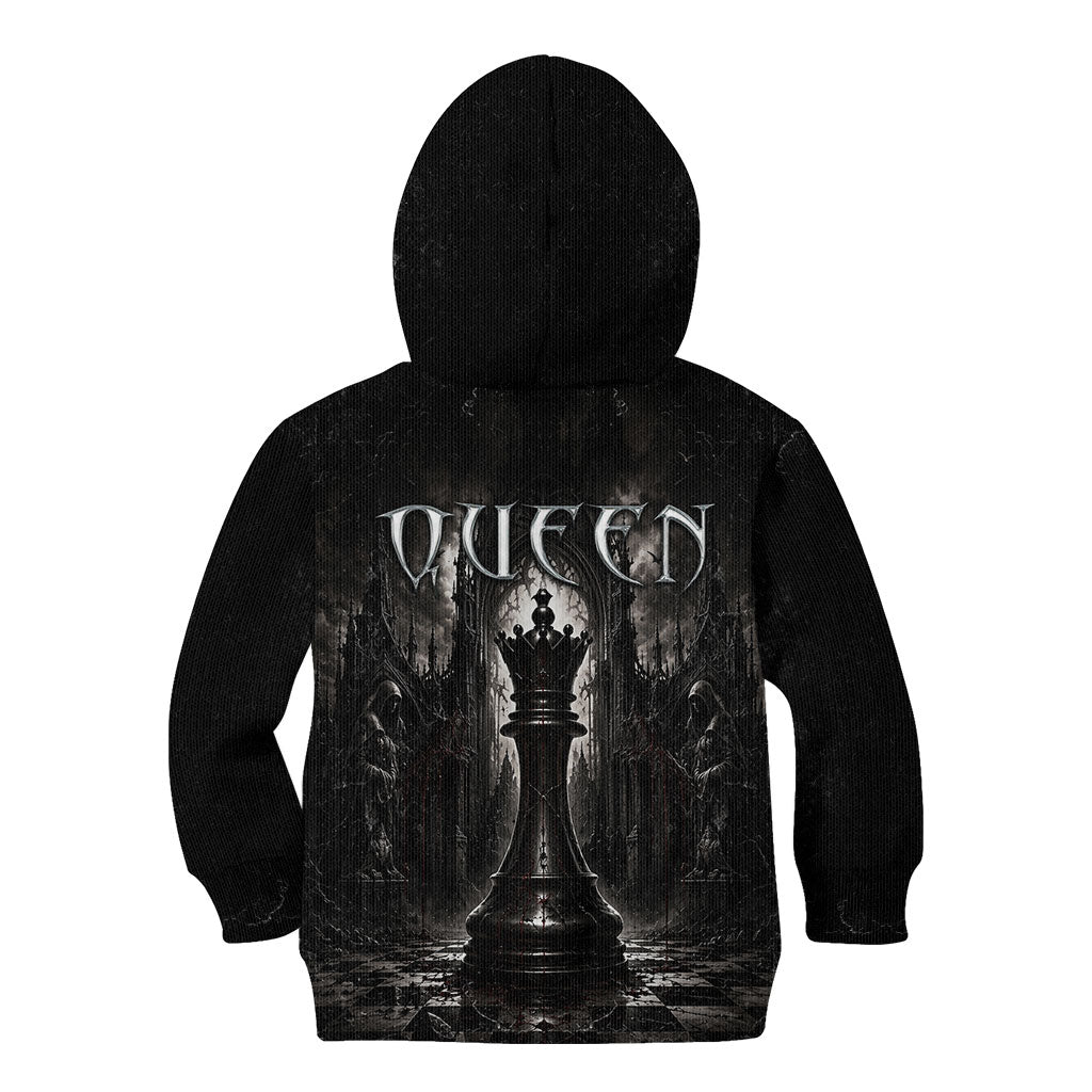 Chess Queen Kid Hoodie Strategic Board Game Gothic Dark Fantasy