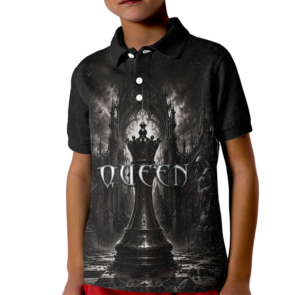 Chess Queen Kid Polo Shirt Strategic Board Game Gothic Dark Fantasy