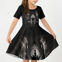 Chess Queen Kid Short Sleeve Dress Strategic Board Game Gothic Dark Fantasy