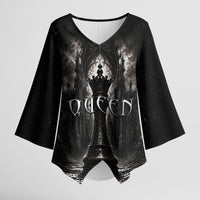 Chess Queen Kimono Sleeve Blouse Strategic Board Game Gothic Dark Fantasy