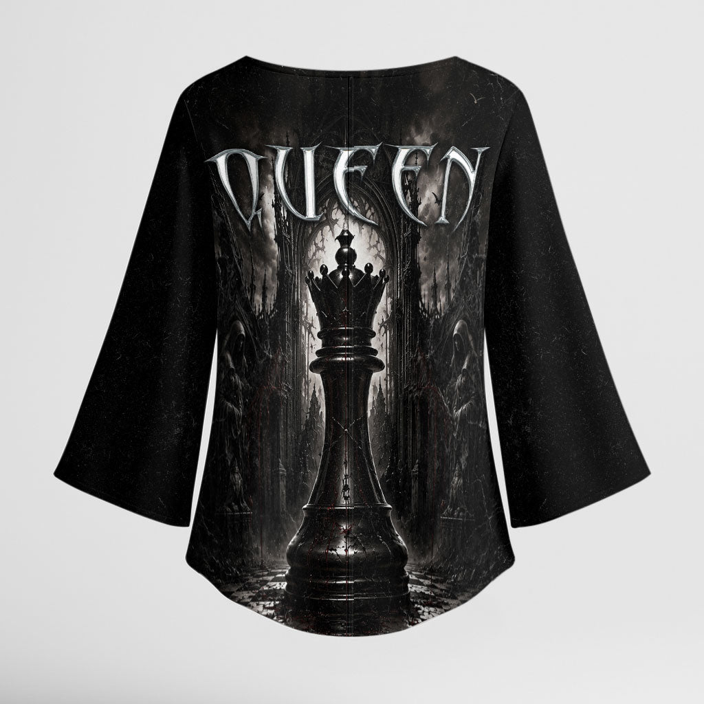 Chess Queen Kimono Sleeve Blouse Strategic Board Game Gothic Dark Fantasy