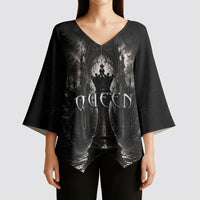 Chess Queen Kimono Sleeve Blouse Strategic Board Game Gothic Dark Fantasy