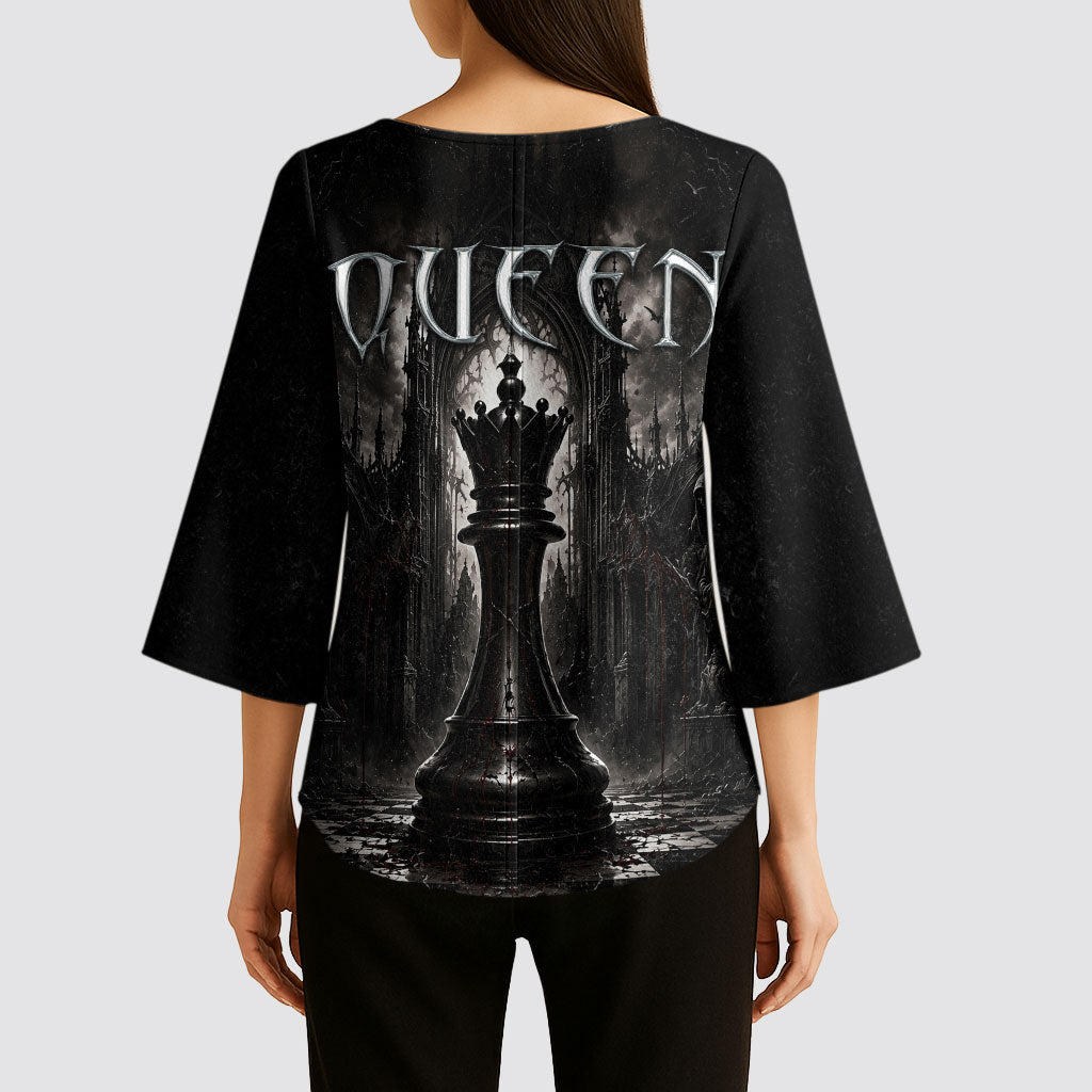 Chess Queen Kimono Sleeve Blouse Strategic Board Game Gothic Dark Fantasy