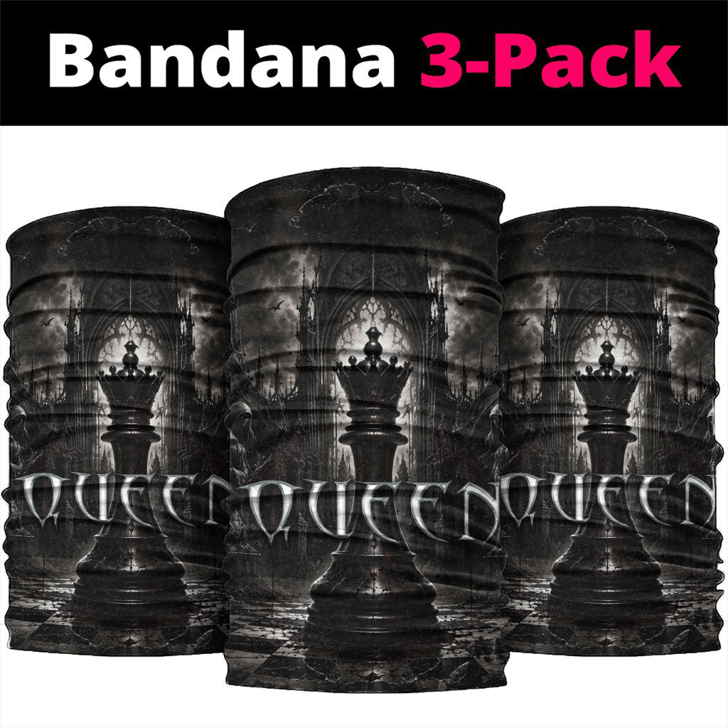 Chess Queen Neck Gaiter Strategic Board Game Gothic Dark Fantasy