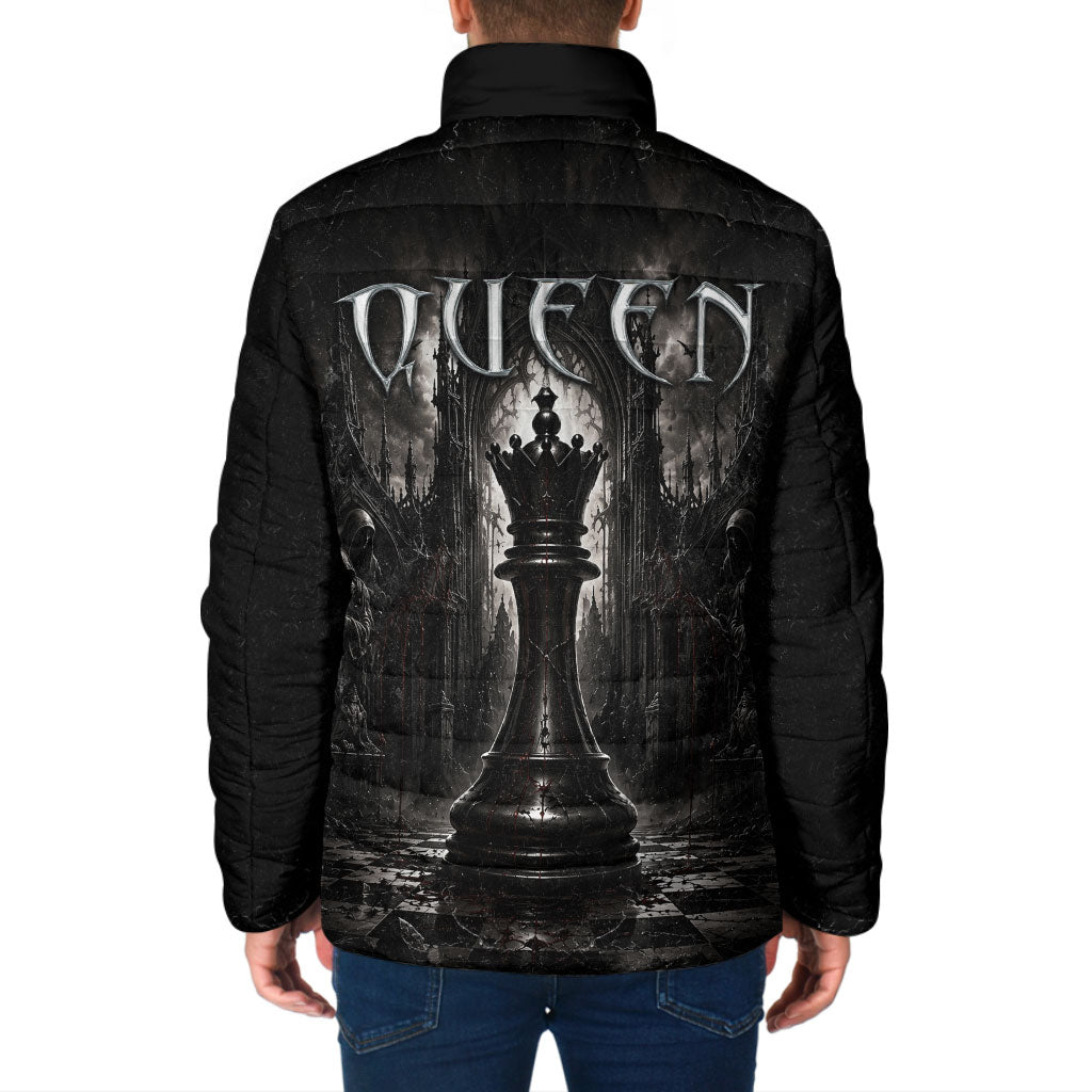 Chess Queen Padded Jacket Strategic Board Game Gothic Dark Fantasy