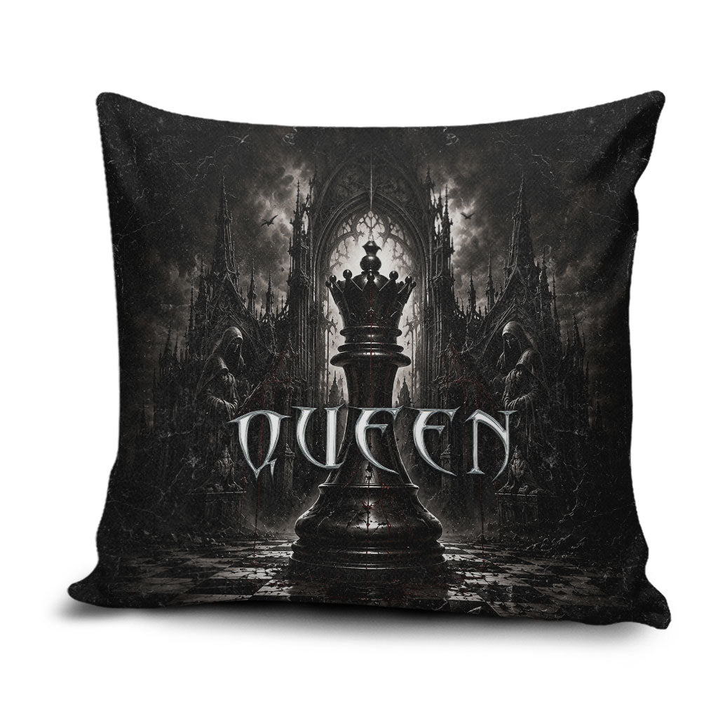 Chess Queen Pillow Cover Strategic Board Game Gothic Dark Fantasy