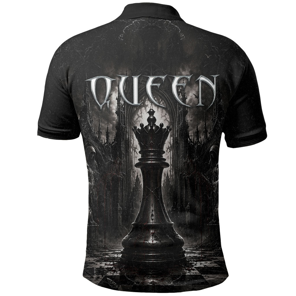 Chess Queen Polo Shirt Strategic Board Game Gothic Dark Fantasy