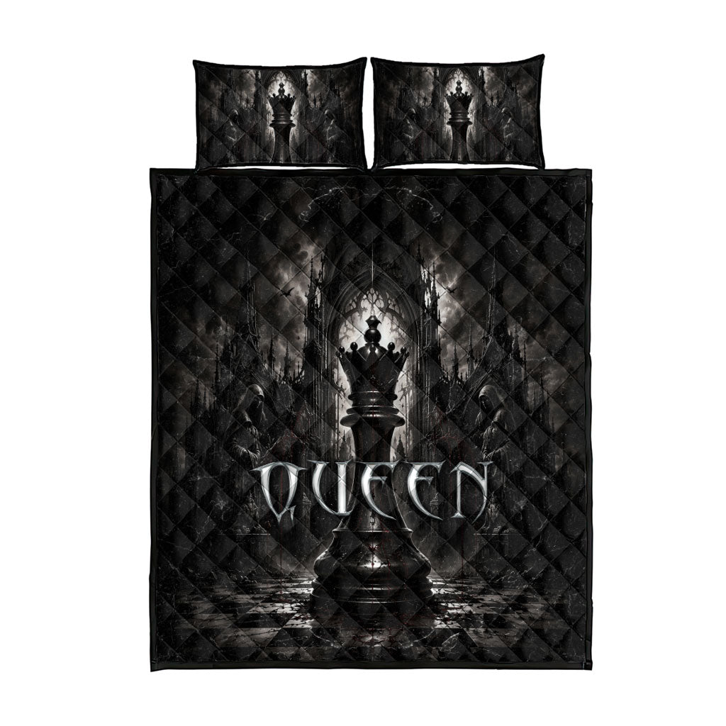 Chess Queen Quilt Bed Set Strategic Board Game Gothic Dark Fantasy