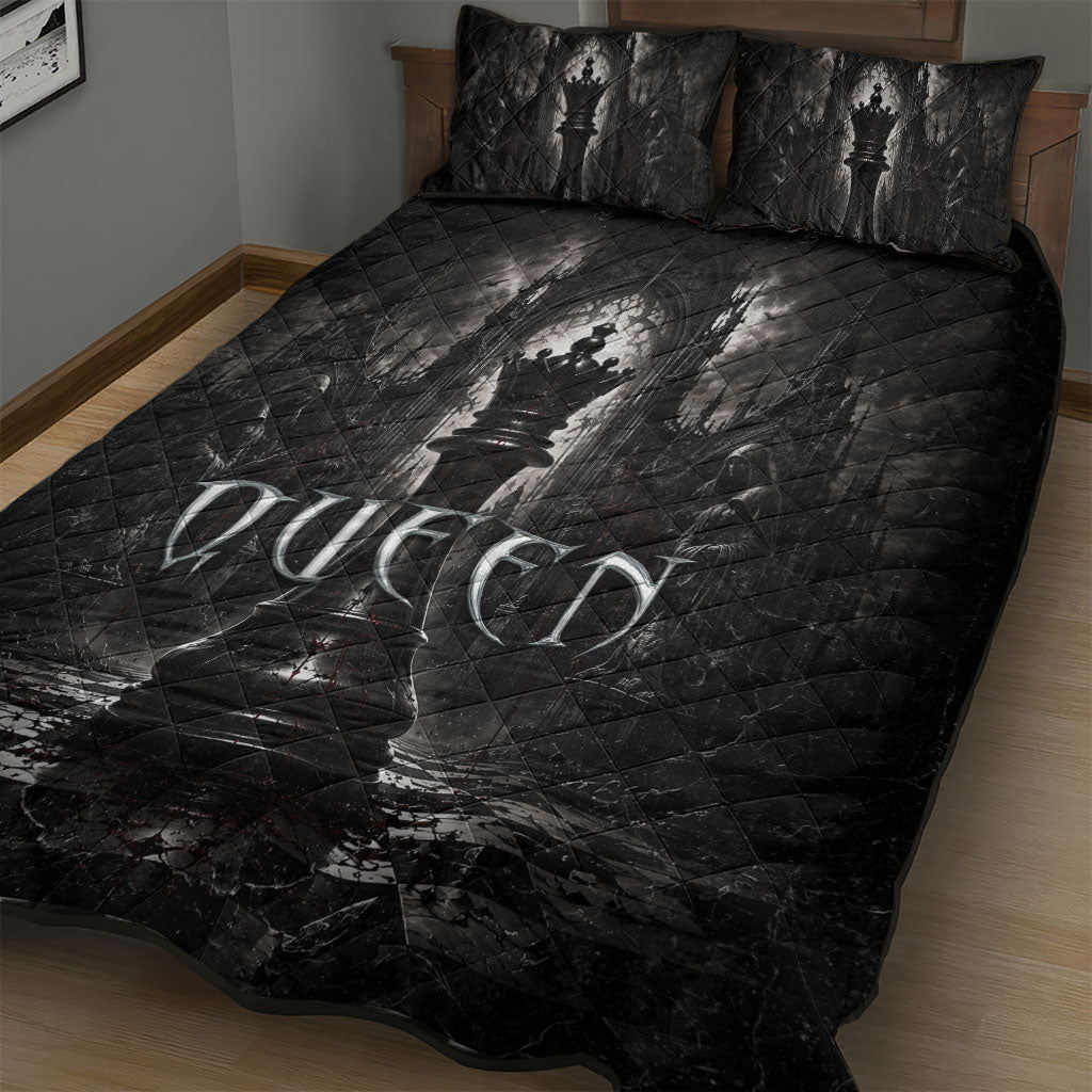 Chess Queen Quilt Bed Set Strategic Board Game Gothic Dark Fantasy