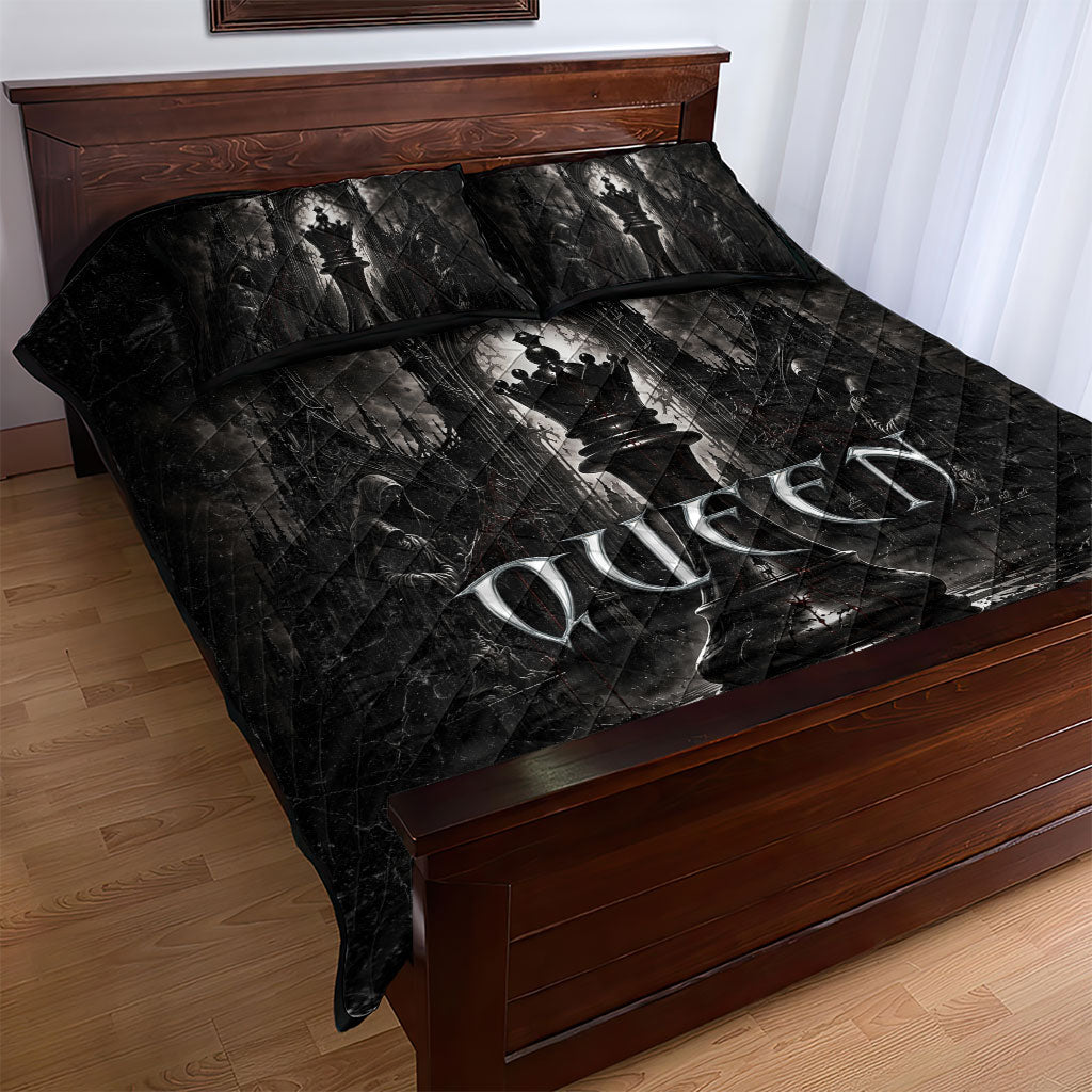 Chess Queen Quilt Bed Set Strategic Board Game Gothic Dark Fantasy