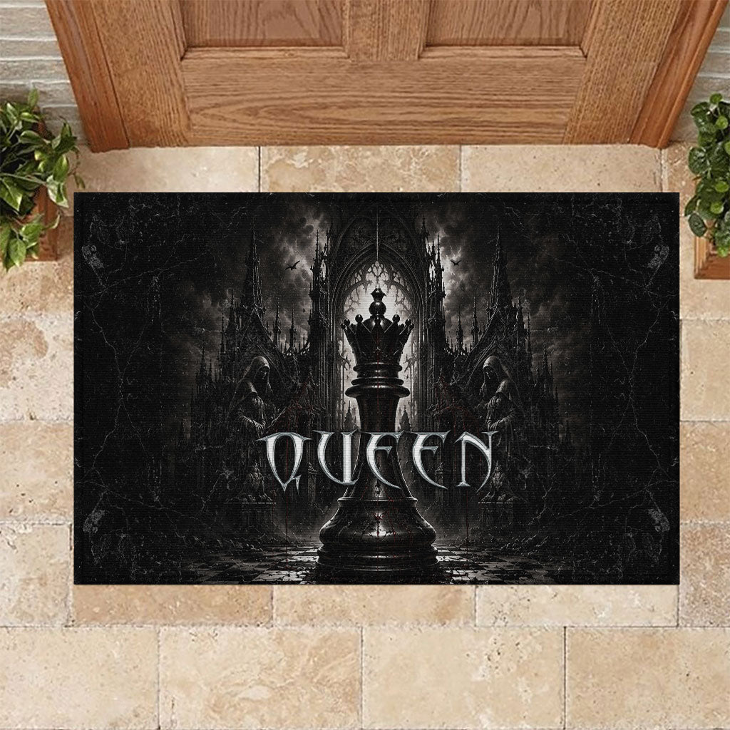 Chess Queen Rubber Doormat Strategic Board Game Gothic Dark Fantasy
