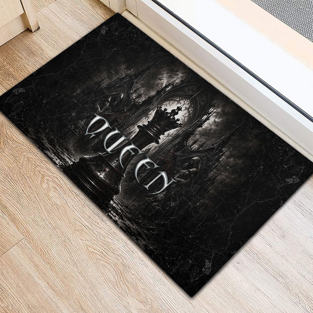 Chess Queen Rubber Doormat Strategic Board Game Gothic Dark Fantasy