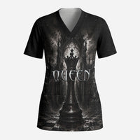 Chess Queen Scrub Top Strategic Board Game Gothic Dark Fantasy