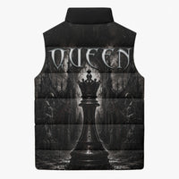 Chess Queen Sleeveless Puffer Jacket Strategic Board Game Gothic Dark Fantasy