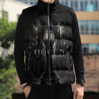 Chess Queen Sleeveless Puffer Jacket Strategic Board Game Gothic Dark Fantasy