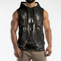 Chess Queen Sleeveless Zip Hoodie Strategic Board Game Gothic Dark Fantasy