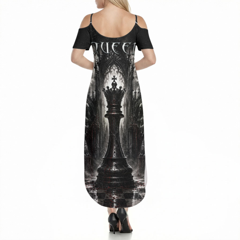Chess Queen Summer Maxi Dress Strategic Board Game Gothic Dark Fantasy