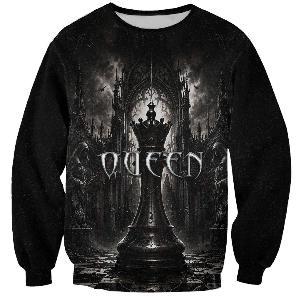 Chess Queen Sweatshirt Strategic Board Game Gothic Dark Fantasy