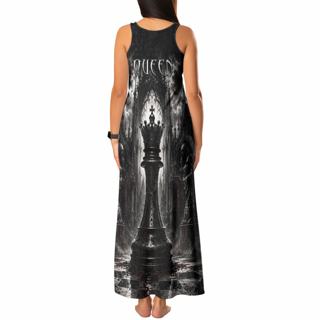 Chess Queen Tank Maxi Dress Strategic Board Game Gothic Dark Fantasy