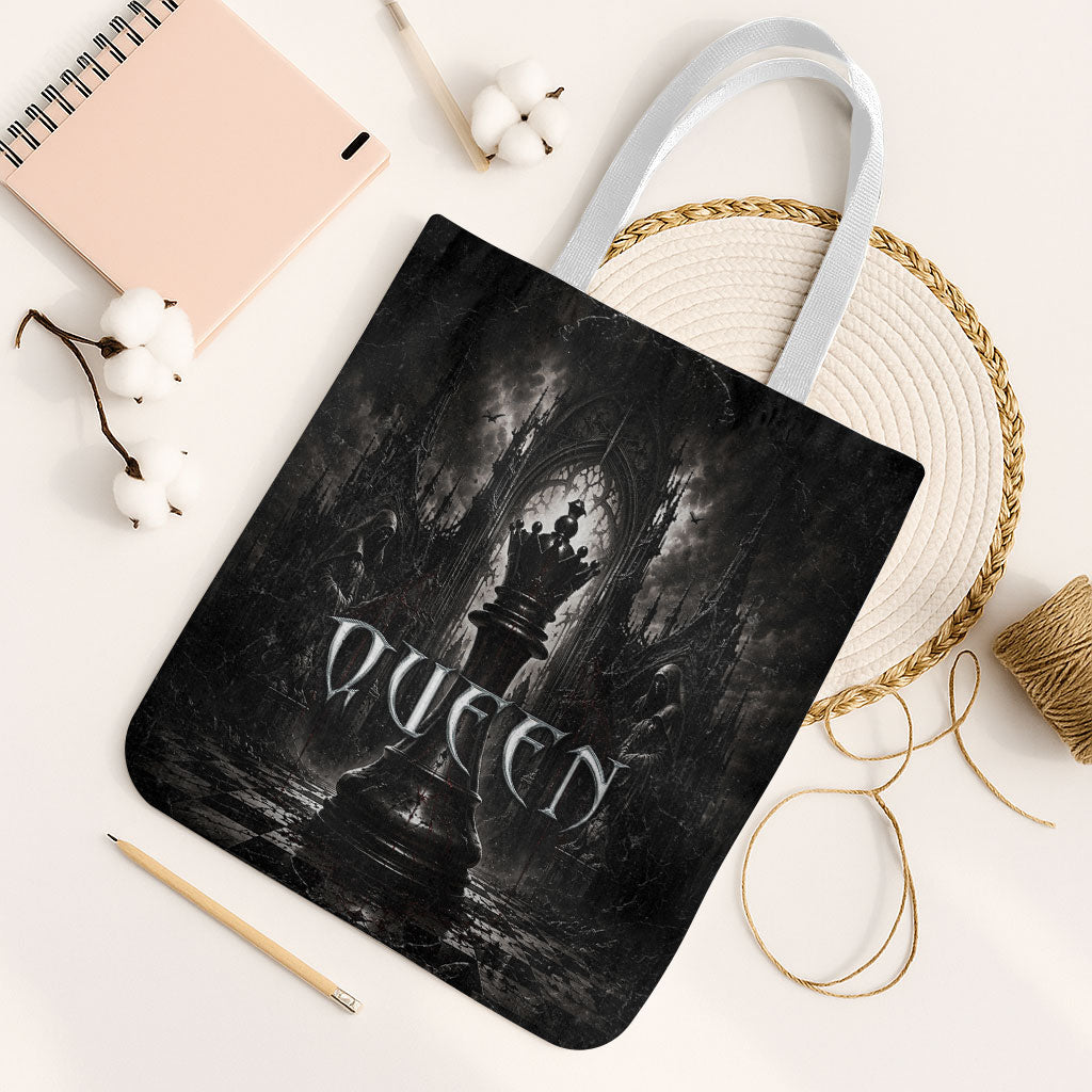 Chess Queen Tote Bag Strategic Board Game Gothic Dark Fantasy