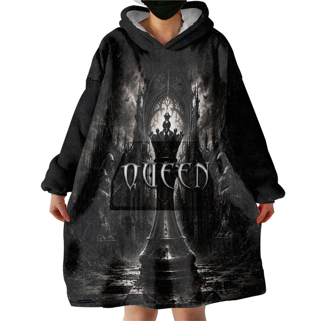 Chess Queen Wearable Blanket Hoodie Strategic Board Game Gothic Dark Fantasy