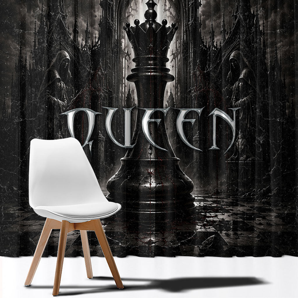 Chess Queen Window Curtain Strategic Board Game Gothic Dark Fantasy