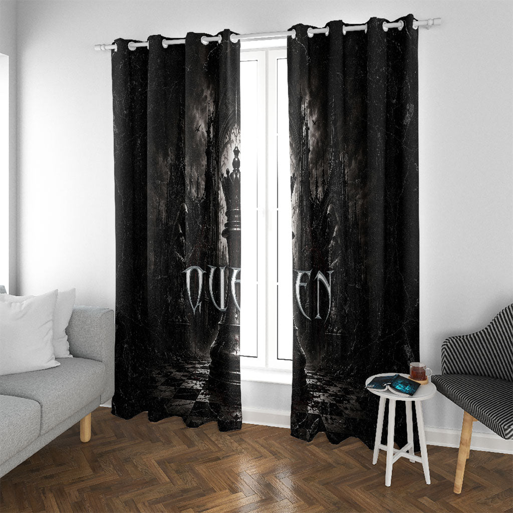 Chess Queen Window Curtain Strategic Board Game Gothic Dark Fantasy
