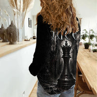 Chess Queen Women Casual Shirt Strategic Board Game Gothic Dark Fantasy