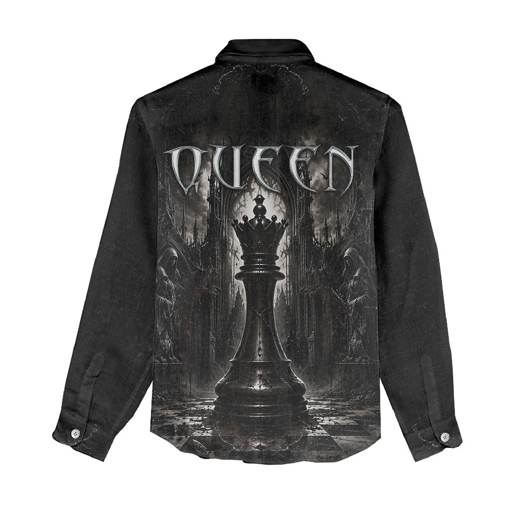 Chess Queen Women Casual Shirt Strategic Board Game Gothic Dark Fantasy