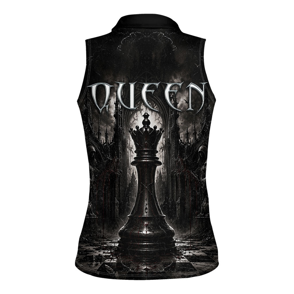 Chess Queen Women Sleeveless Polo Shirt Strategic Board Game Gothic Dark Fantasy