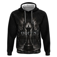 Chess Queen Zip Hoodie Strategic Board Game Gothic Dark Fantasy