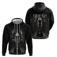 Chess Queen Zip Hoodie Strategic Board Game Gothic Dark Fantasy