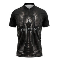 Chess Queen Zipper Polo Shirt Strategic Board Game Gothic Dark Fantasy