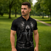 Chess Queen Zipper Polo Shirt Strategic Board Game Gothic Dark Fantasy
