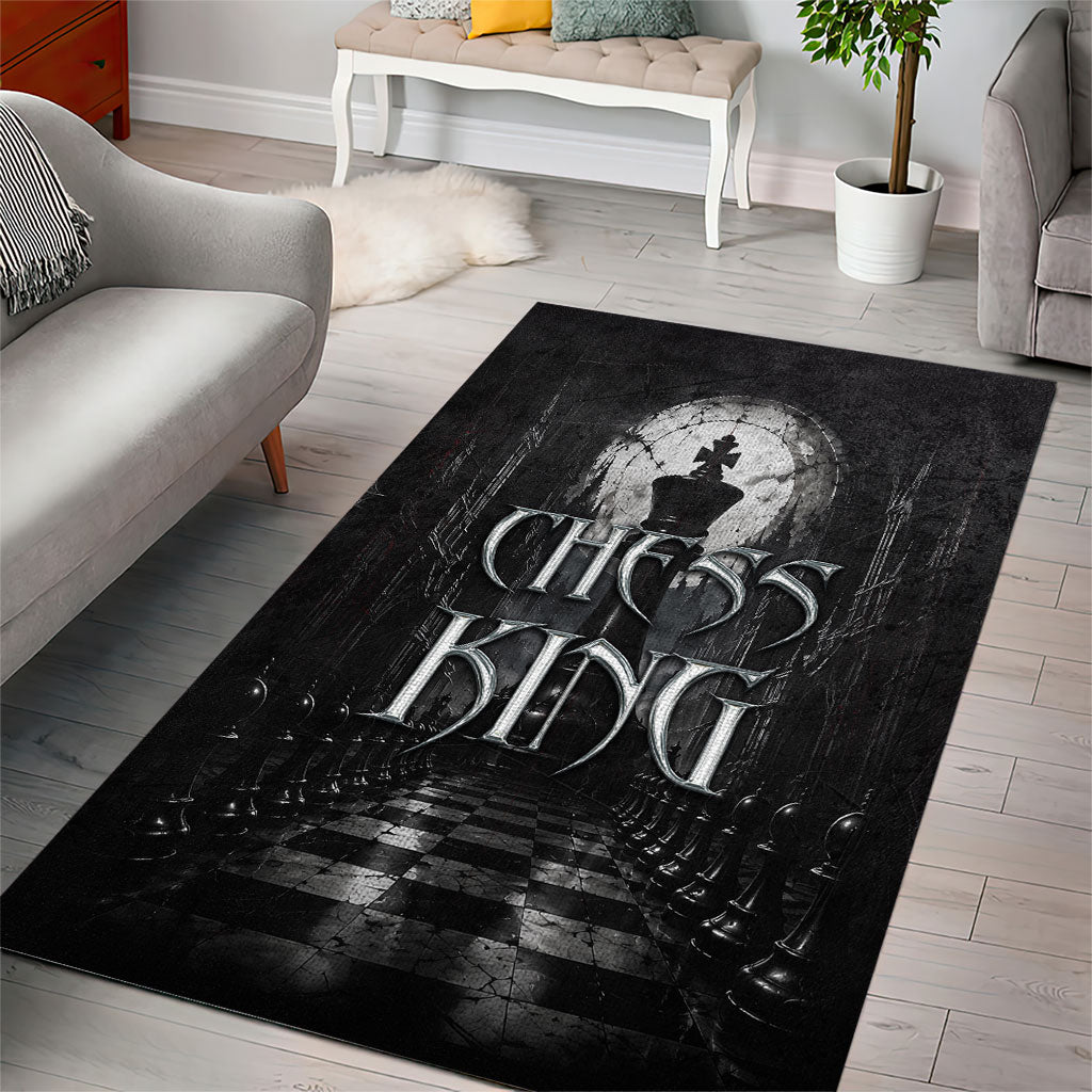 Chess King Area Rug Strategic Board Game Gothic Dark Fantasy