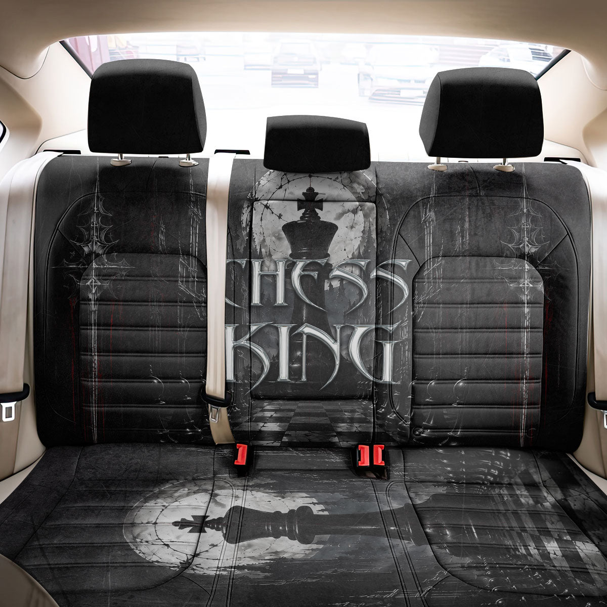 Chess King Back Car Seat Cover Strategic Board Game Gothic Dark Fantasy