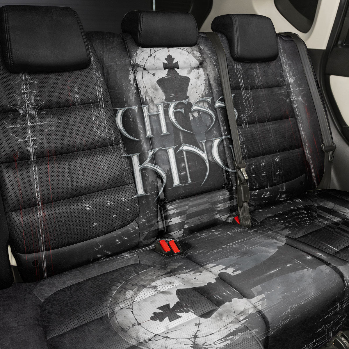 Chess King Back Car Seat Cover Strategic Board Game Gothic Dark Fantasy