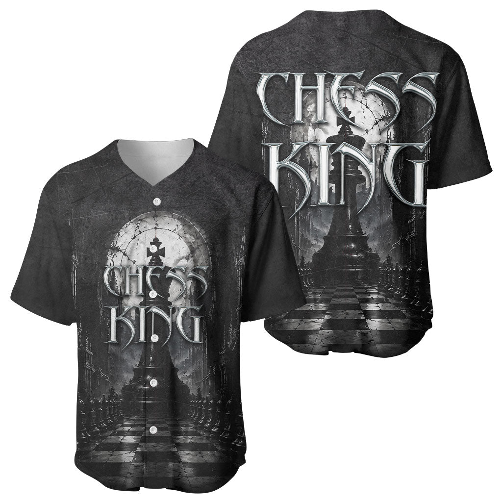 Chess King Baseball Jersey Strategic Board Game Gothic Dark Fantasy
