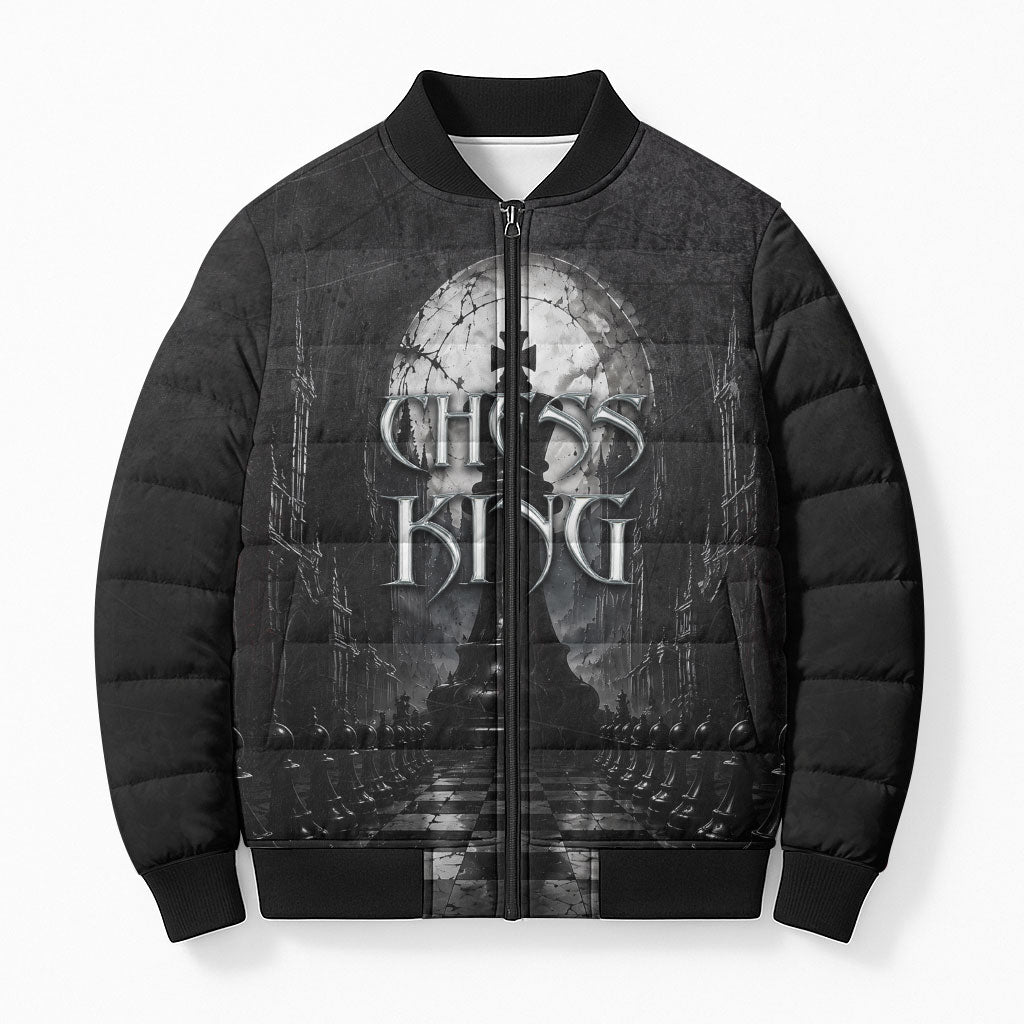 Chess King Bomber Puffer Jacket Strategic Board Game Gothic Dark Fantasy