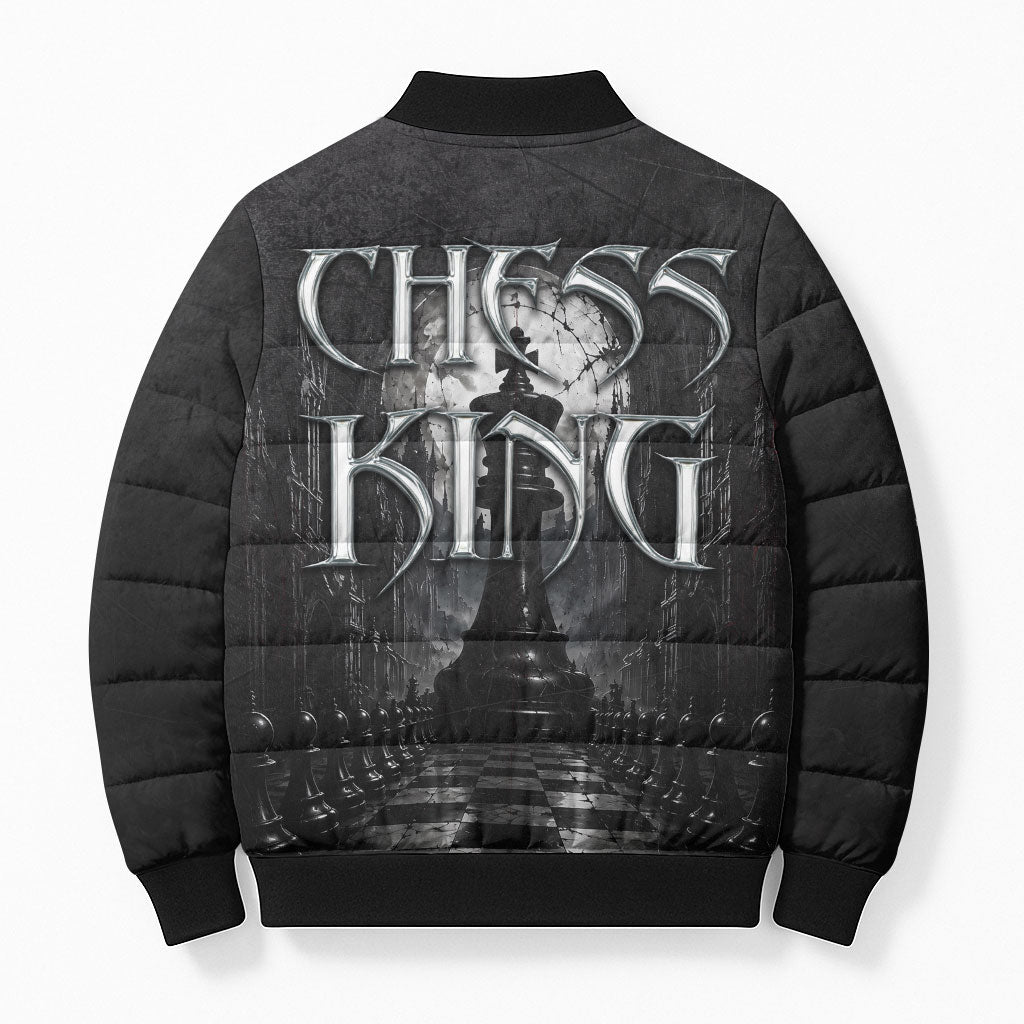 Chess King Bomber Puffer Jacket Strategic Board Game Gothic Dark Fantasy