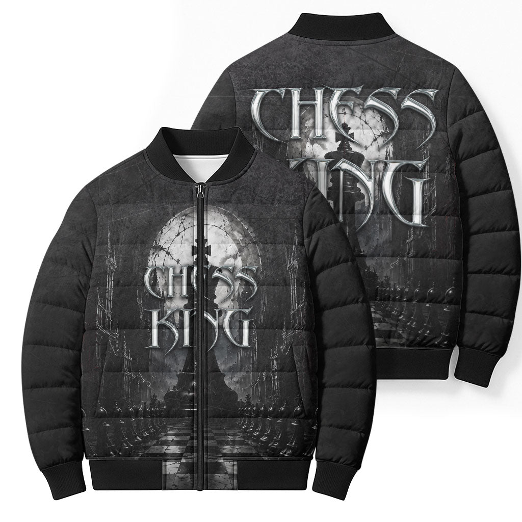 Chess King Bomber Puffer Jacket Strategic Board Game Gothic Dark Fantasy