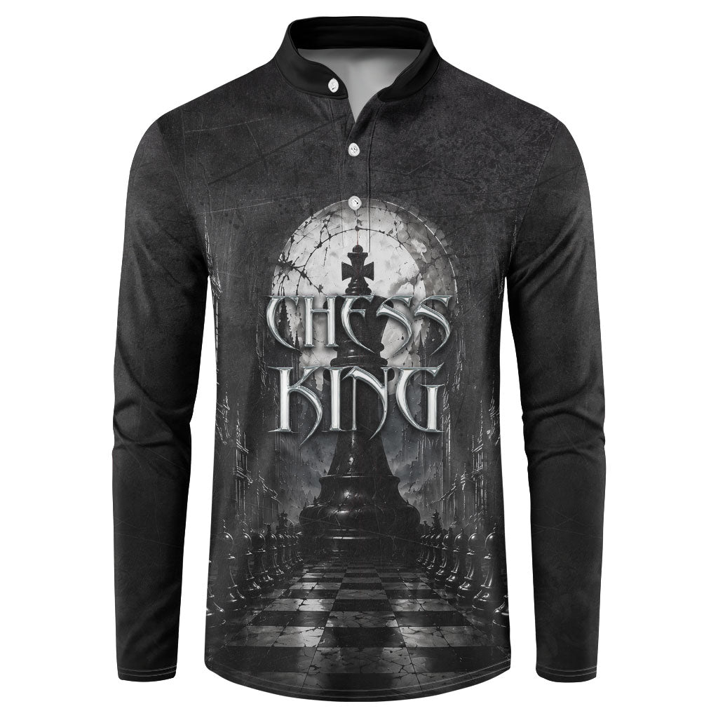 Chess King Button Sweatshirt Strategic Board Game Gothic Dark Fantasy