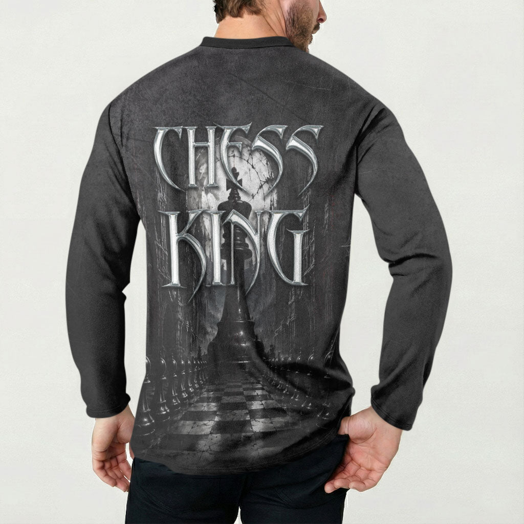 Chess King Button Sweatshirt Strategic Board Game Gothic Dark Fantasy