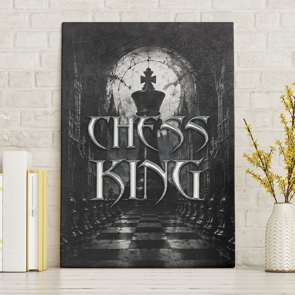 Chess King Canvas Wall Art Strategic Board Game Gothic Dark Fantasy