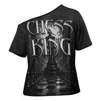 Chess King Cross Shoulder Shirt Strategic Board Game Gothic Dark Fantasy